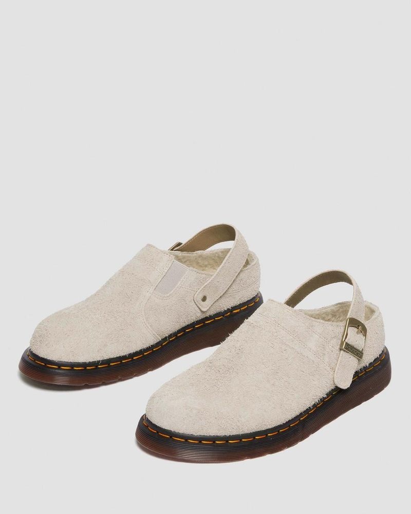 Dr Doc Martens Isham Faux Shearling Forro Gamuza Destalonadas Mules (Long Napped Gamuza) Vintage Taupe | EF24-E3VK