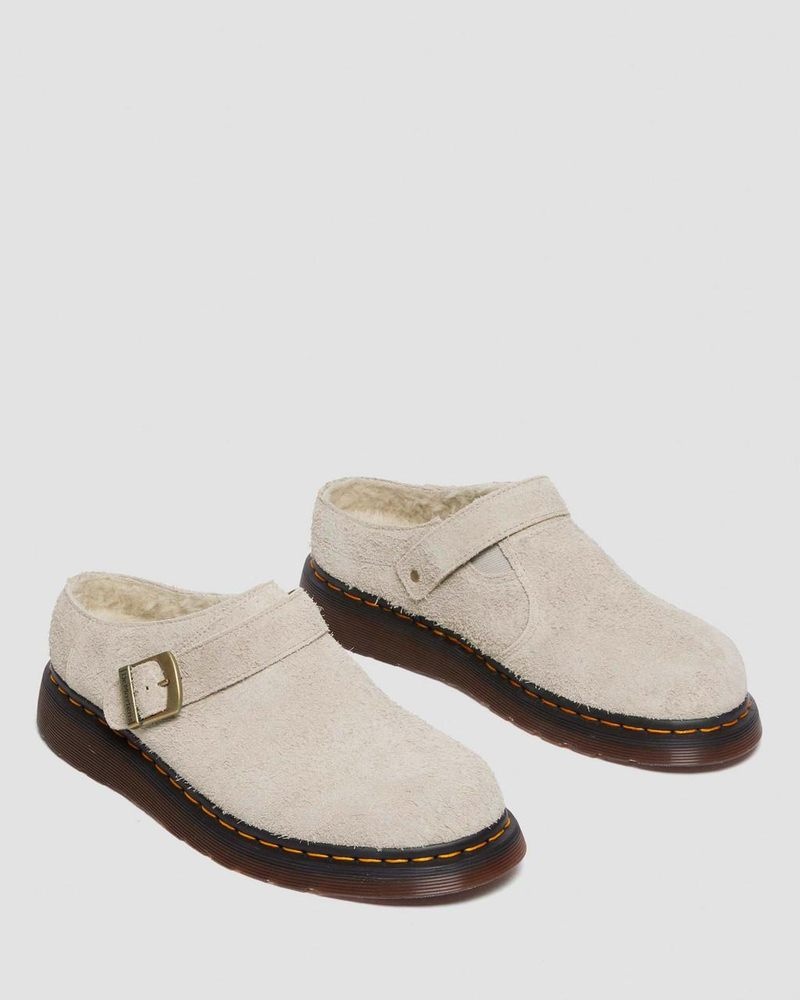 Dr Doc Martens Isham Faux Shearling Forro Gamuza Destalonadas Mules (Long Napped Gamuza) Vintage Taupe | EF24-E3VK