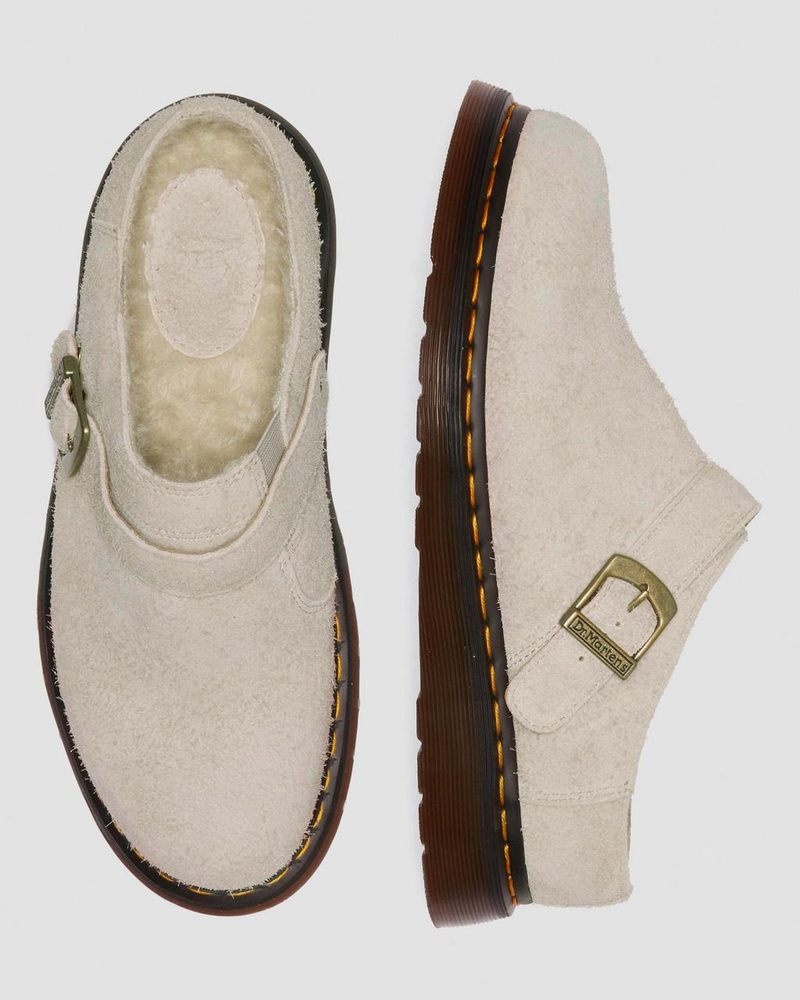 Dr Doc Martens Isham Faux Shearling Forro Gamuza Destalonadas Mules (Long Napped Gamuza) Vintage Taupe | EF24-E3VK