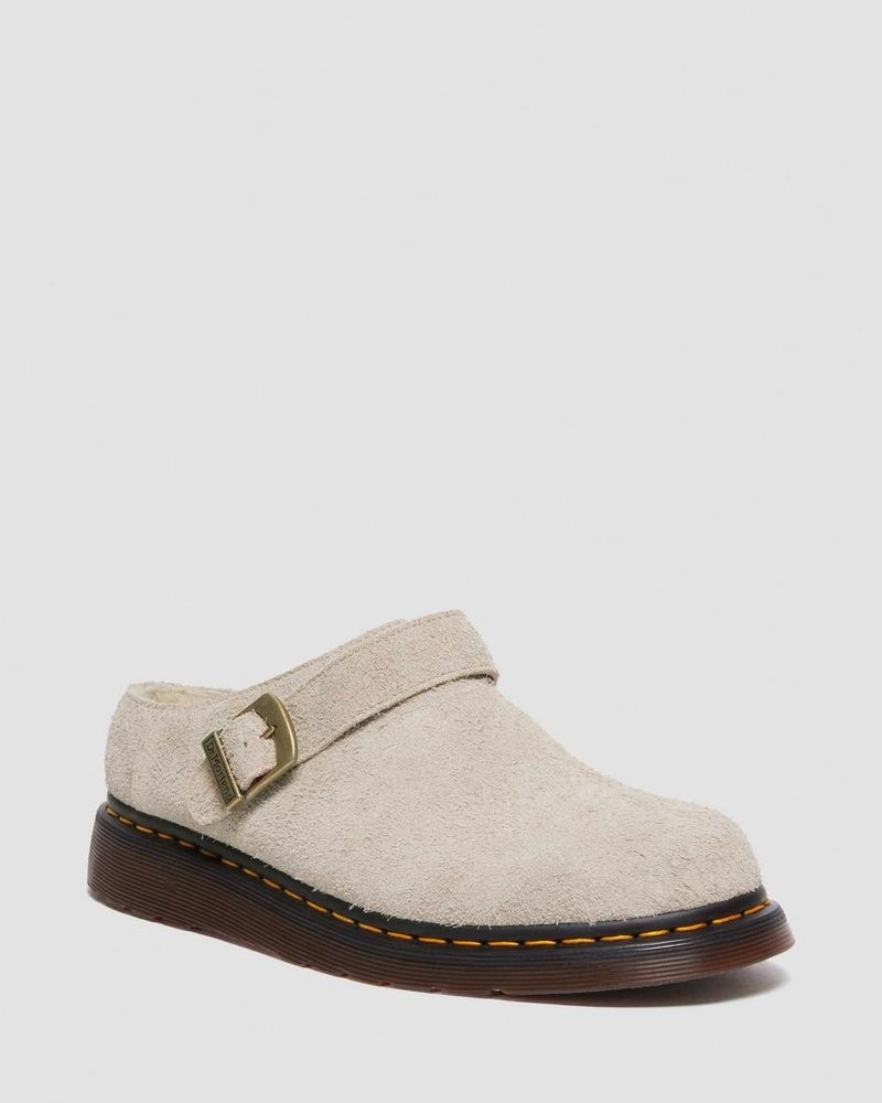 Dr Doc Martens Isham Faux Shearling Forro Gamuza Destalonadas Mules (Long Napped Gamuza) Vintage Taupe | EF24-E3VK