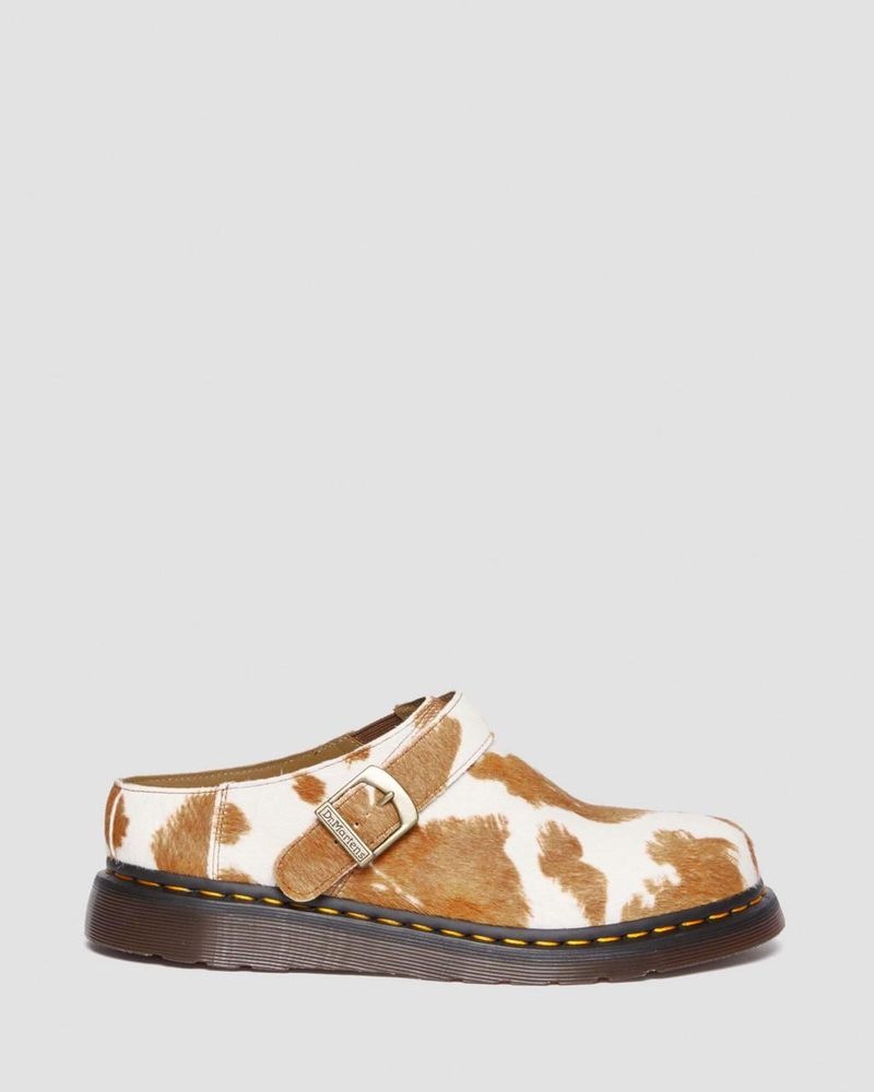 Dr Doc Martens Isham Hair-On Cow Print Destalonadas Mules (Hair On) Jersey Cow Print | VS89-A7CZ