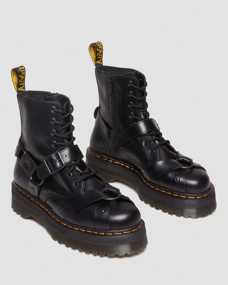 Dr Doc Martens Jadon Boot Harness Cuero Platforms (Paris) Negros | ZL42-Z3KW