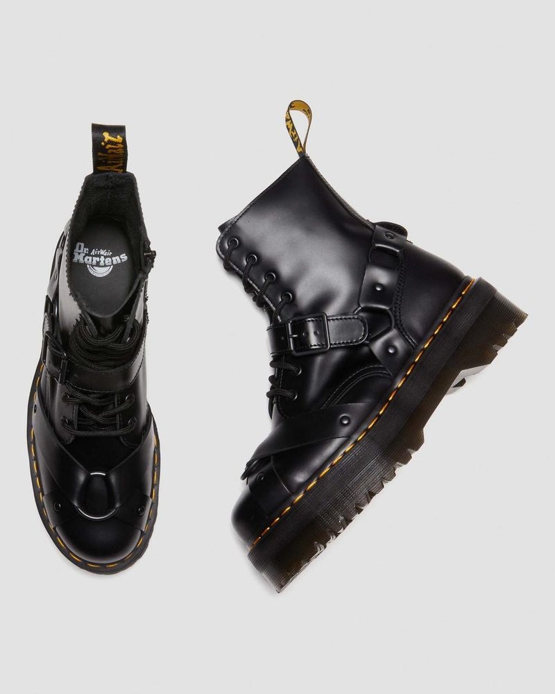 Dr Doc Martens Jadon Boot Harness Cuero Platforms (Paris) Negros | ZL42-Z3KW