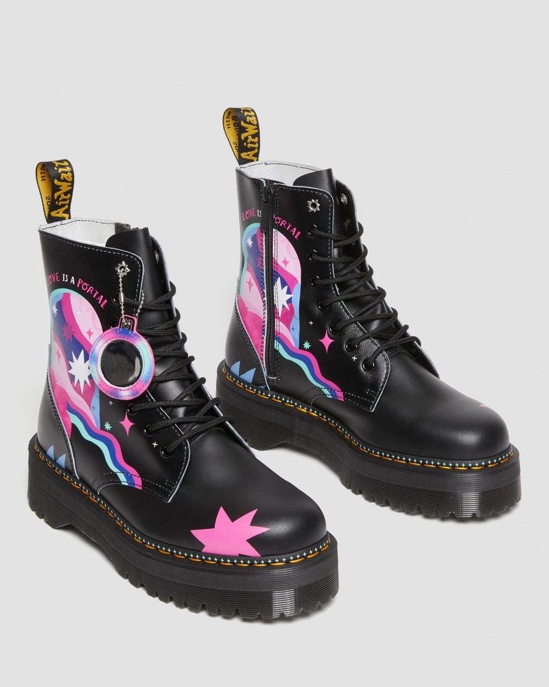 Dr Doc Martens Jadon Boot Loveis Wise Pride Platforms (Smooth Cuero) Negros | FL55-E8NB