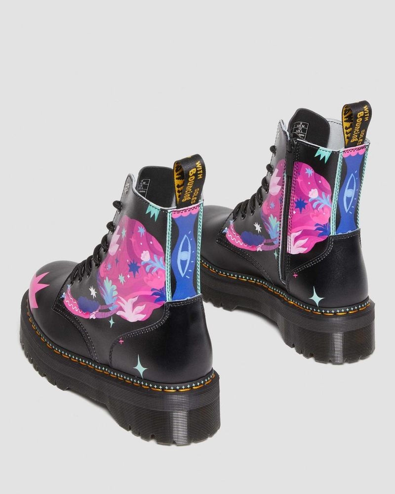 Dr Doc Martens Jadon Boot Loveis Wise Pride Platforms (Smooth Cuero) Negros | FL55-E8NB