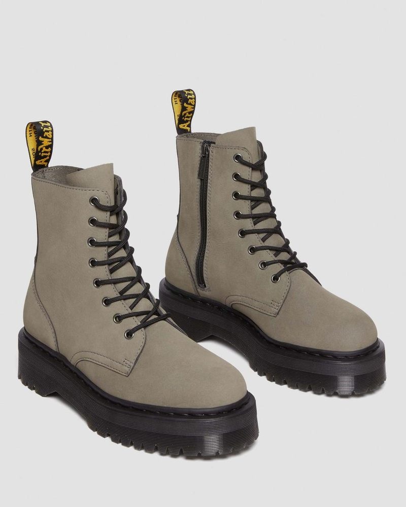 Dr Doc Martens Jadon Boot Milled Nubuck Platforms (Milled Nubuck Wp) Grises | AM33-N7NB