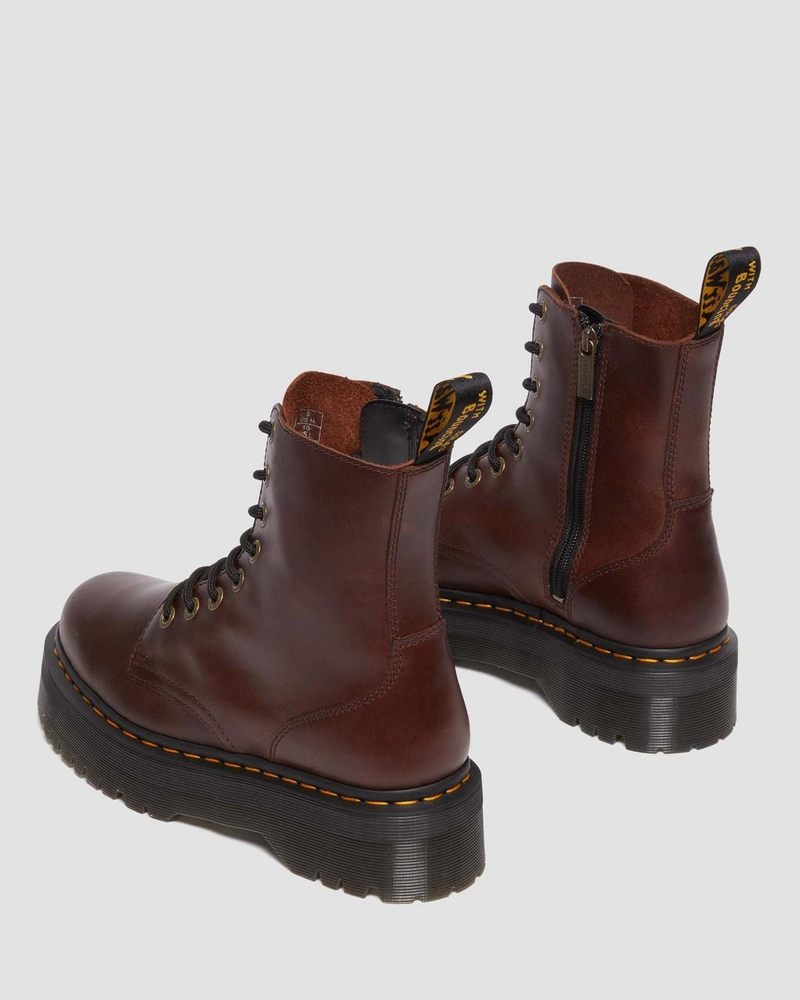 Dr Doc Martens Jadon Boot Pull Up Cuero Platforms Marrom Oscuro | MN32-H4RD