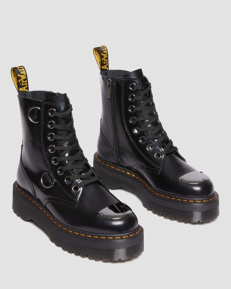 Dr Doc Martens Jadon Boot Puntera Guard Cuero Platforms (Buttero) Negros | TP94-K9GL