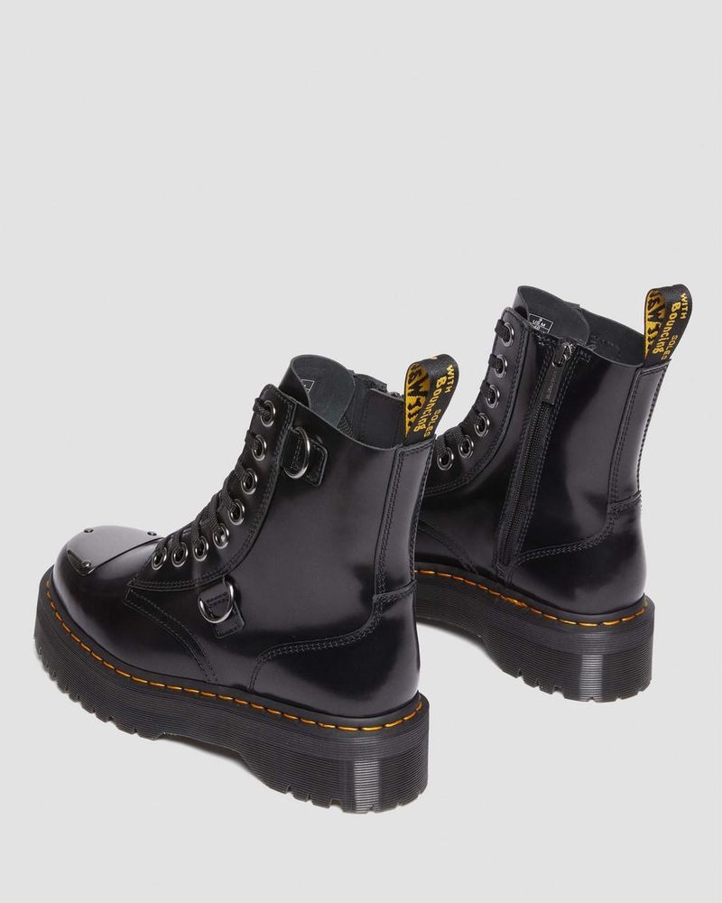 Dr Doc Martens Jadon Boot Puntera Guard Cuero Platforms (Buttero) Negros | TP94-K9GL