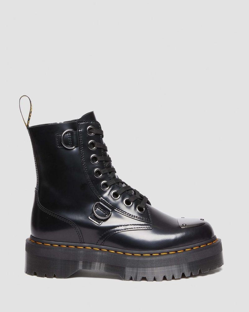 Dr Doc Martens Jadon Boot Puntera Guard Cuero Platforms (Buttero) Negros | TP94-K9GL