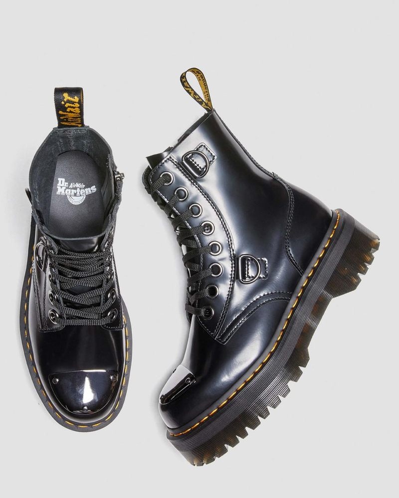 Dr Doc Martens Jadon Boot Puntera Guard Cuero Platforms (Buttero) Negros | TP94-K9GL