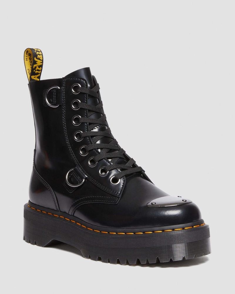 Dr Doc Martens Jadon Boot Puntera Guard Cuero Platforms (Buttero) Negros | TP94-K9GL