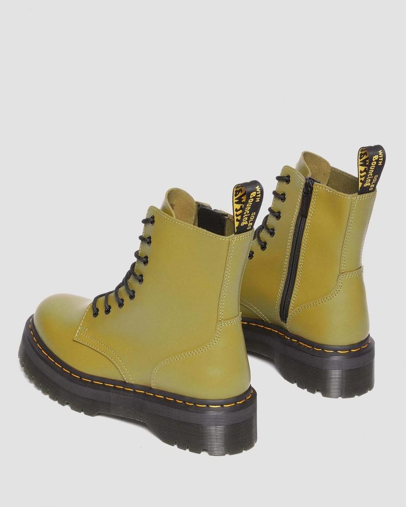 Dr Doc Martens Jadon Boot Smooth Cuero Platforms (Smooth Cuero) Verde Oliva | IL74-U8OS