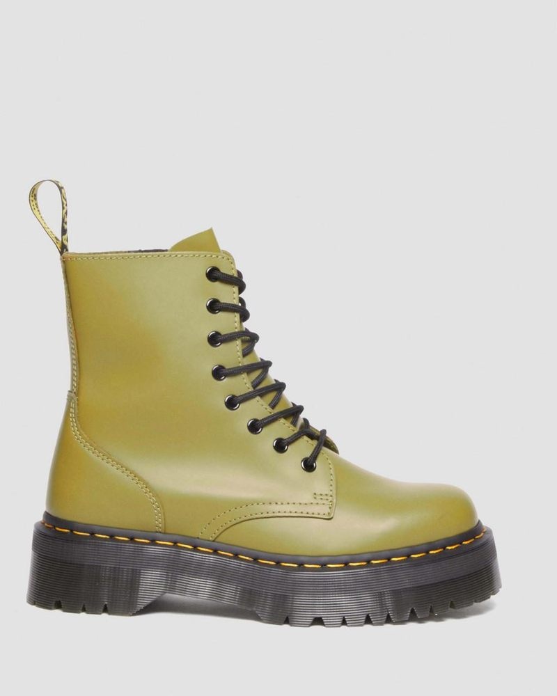 Dr Doc Martens Jadon Boot Smooth Cuero Platforms (Smooth Cuero) Verde Oliva | IL74-U8OS