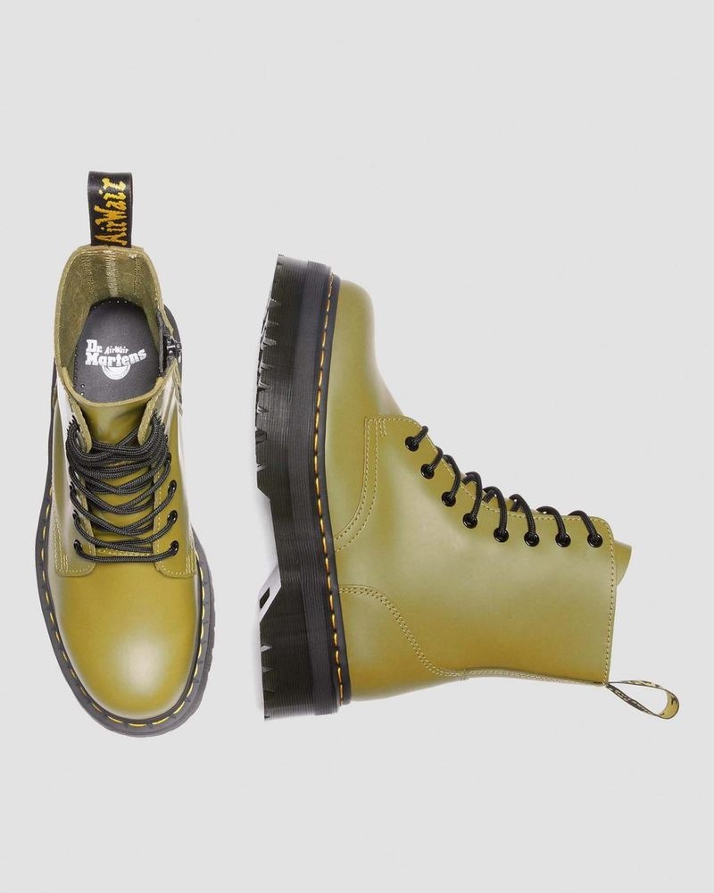 Dr Doc Martens Jadon Boot Smooth Cuero Platforms (Smooth Cuero) Verde Oliva | IL74-U8OS