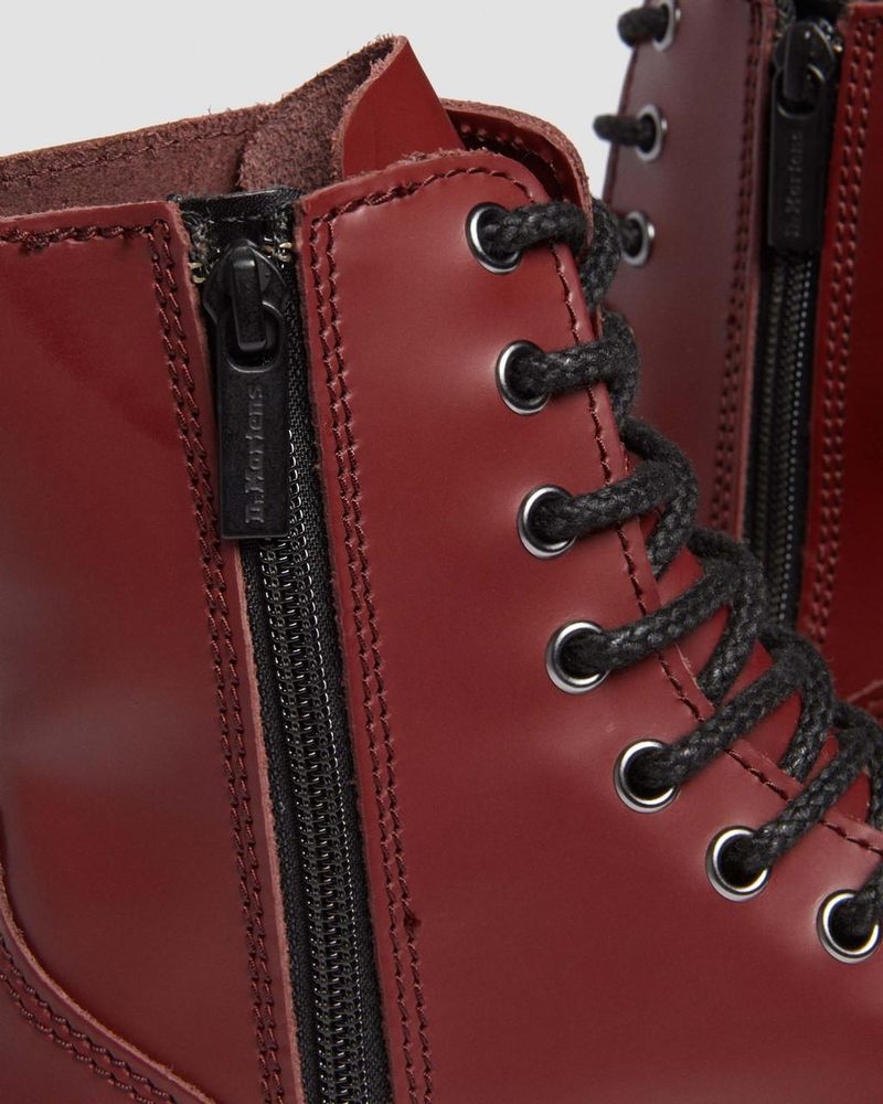 Dr Doc Martens Jadon Boot Smooth Cuero Platforms (Polished Smooth) Rojos | YI70-P3AF