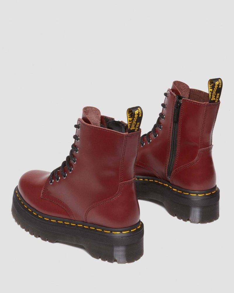 Dr Doc Martens Jadon Boot Smooth Cuero Platforms (Polished Smooth) Rojos | YI70-P3AF