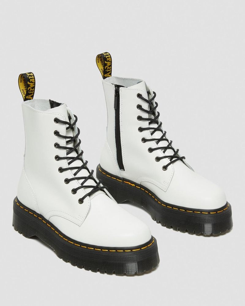 Dr Doc Martens Jadon Boot Smooth Cuero Platforms (Polished Smooth) Blancos | GF12-Y8NN