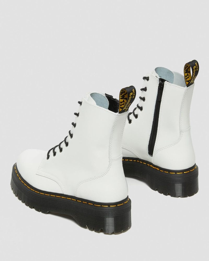 Dr Doc Martens Jadon Boot Smooth Cuero Platforms (Polished Smooth) Blancos | GF12-Y8NN