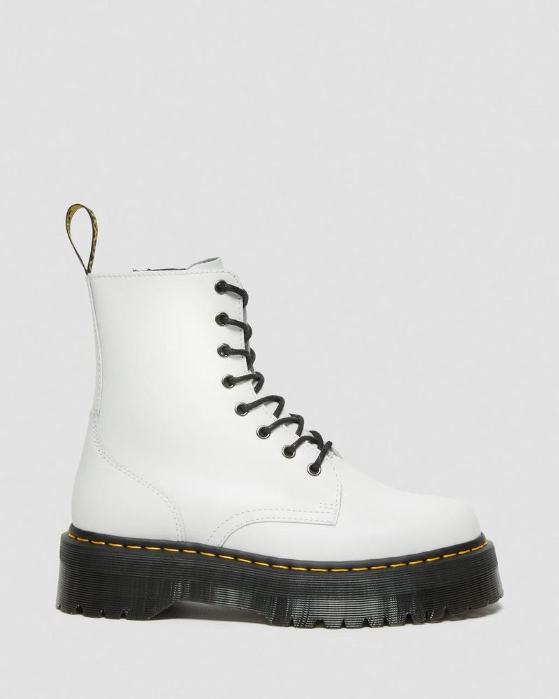 Dr Doc Martens Jadon Boot Smooth Cuero Platforms (Polished Smooth) Blancos | GF12-Y8NN