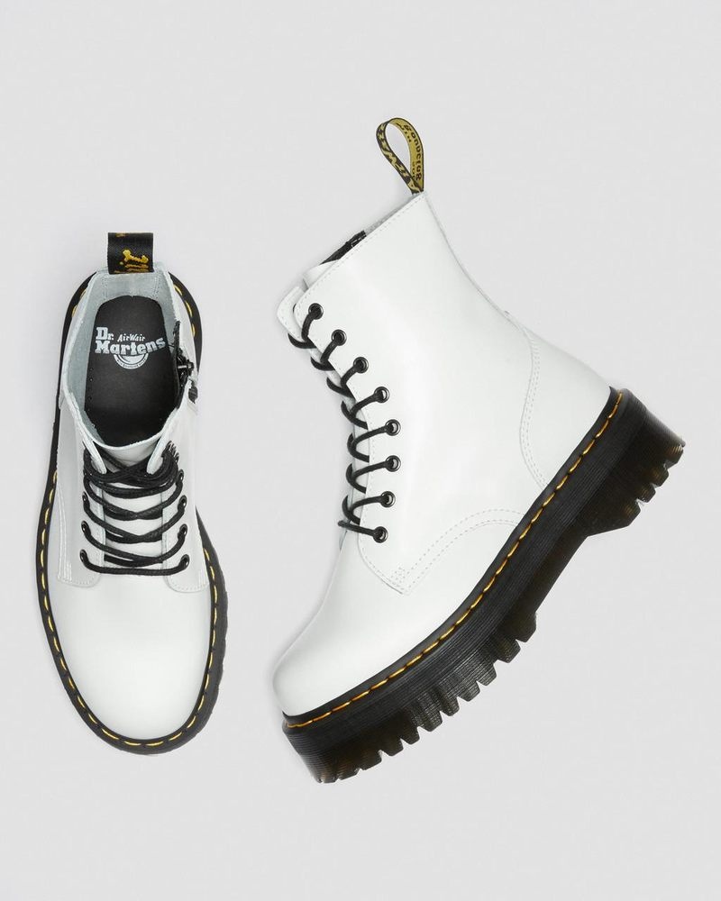 Dr Doc Martens Jadon Boot Smooth Cuero Platforms (Polished Smooth) Blancos | GF12-Y8NN