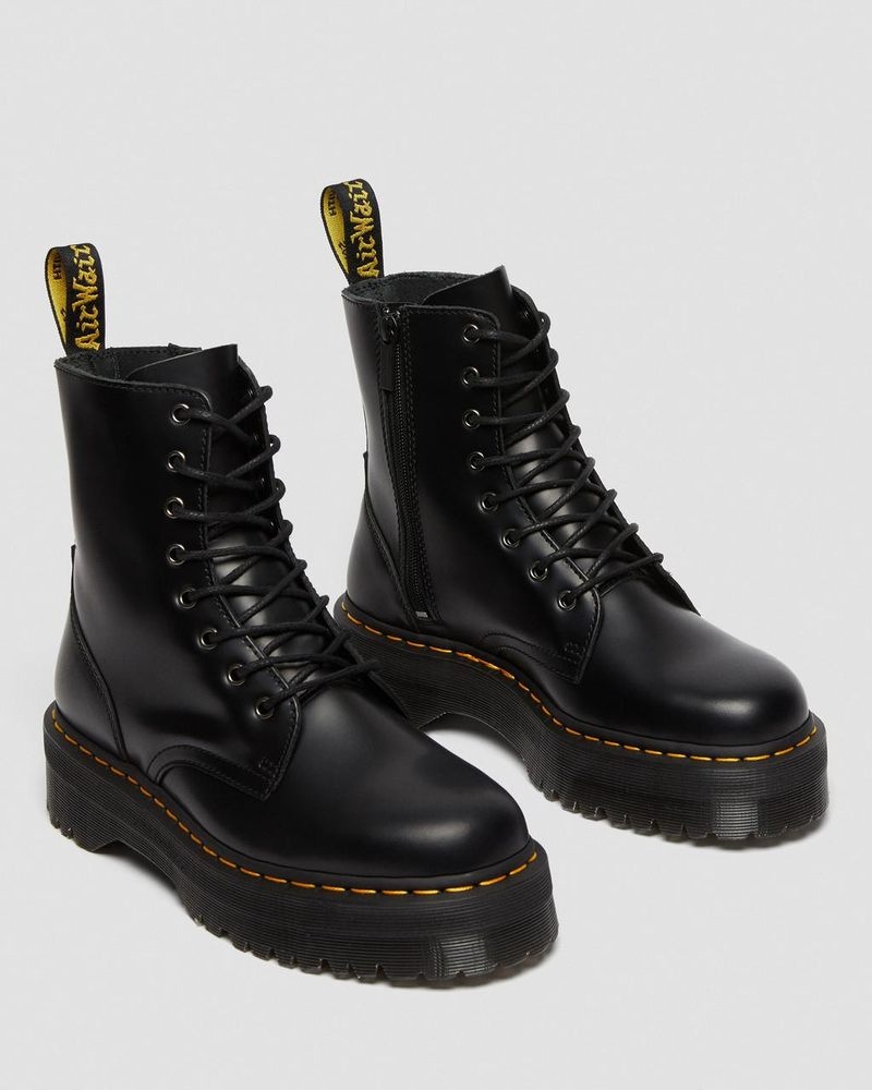 Dr Doc Martens Jadon Boot Smooth Cuero Platforms (Polished Smooth) Negros | PG08-A1XT