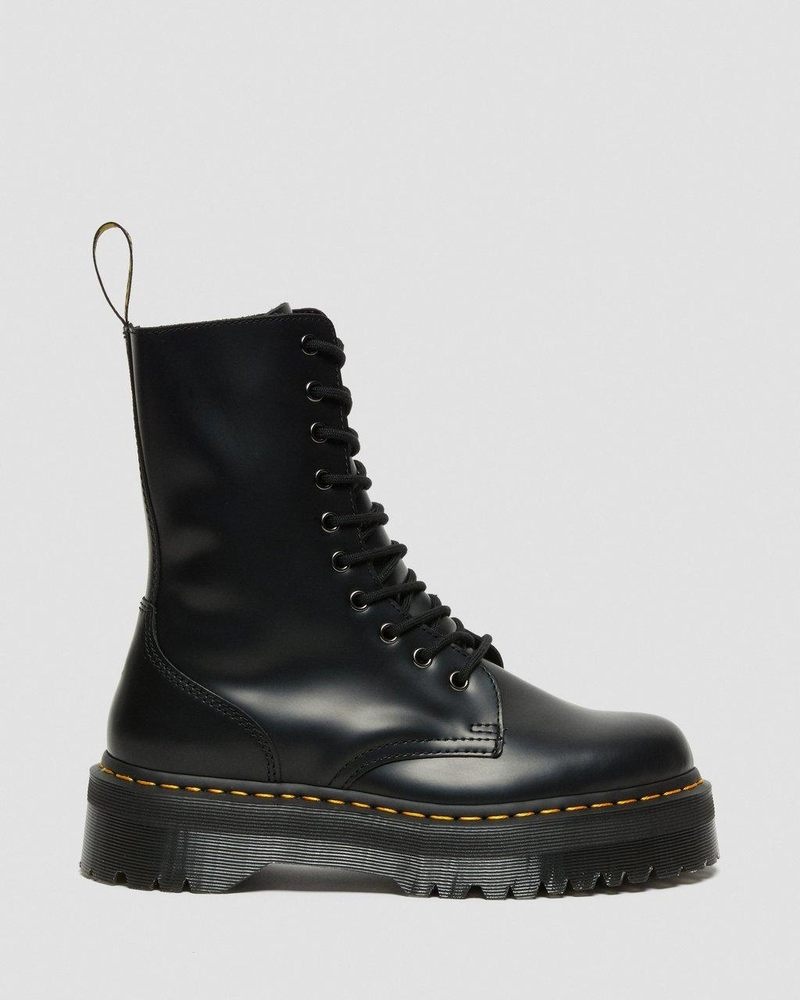 Dr Doc Martens Jadon Hi Boot Smooth Cuero Platforms (Polished Smooth) Negros | RQ92-T7OV