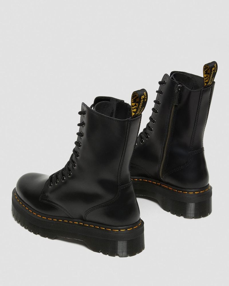 Dr Doc Martens Jadon Hi Boot Smooth Cuero Platforms (Polished Smooth) Negros | RQ92-T7OV