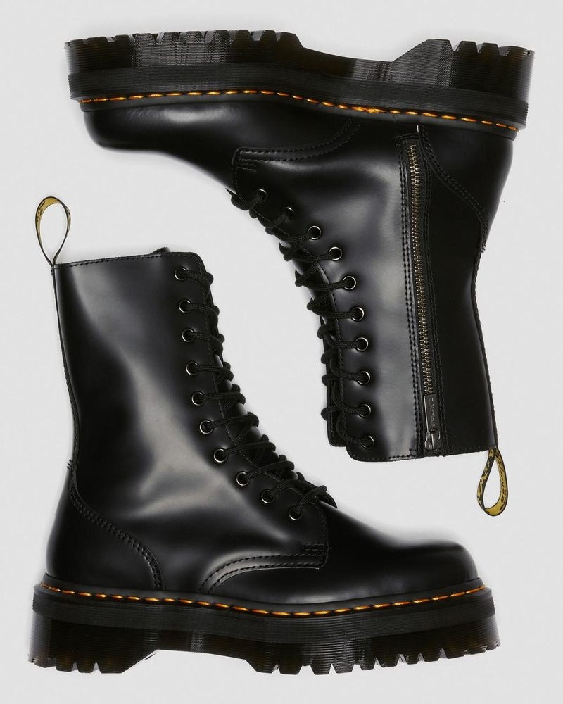 Dr Doc Martens Jadon Hi Boot Smooth Cuero Platforms (Polished Smooth) Negros | RQ92-T7OV