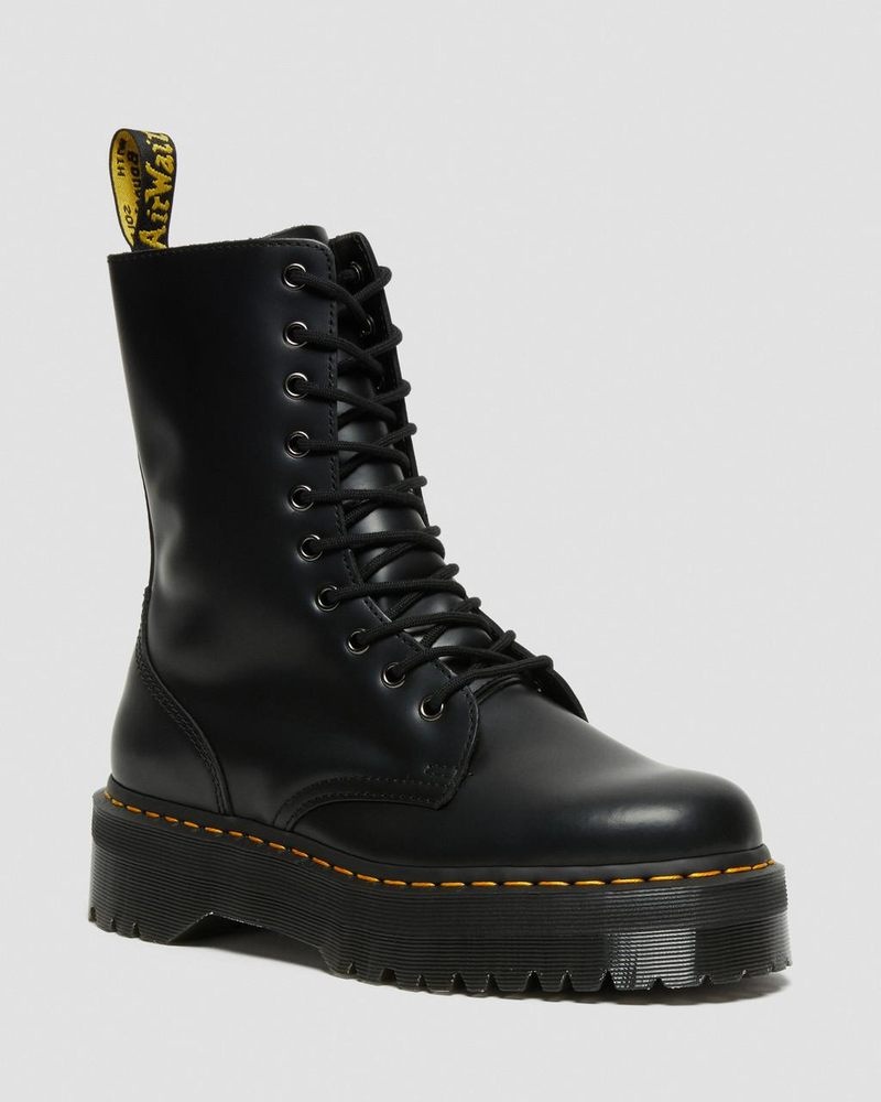 Dr Doc Martens Jadon Hi Boot Smooth Cuero Platforms (Polished Smooth) Negros | DJ55-O5HH