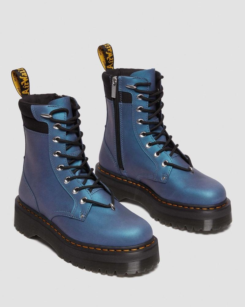 Dr Doc Martens Jadon II Boot Hardware Pull Up Cuero Platforms (Pull Up Shift) Azules Oscuro | UL11-U0GE