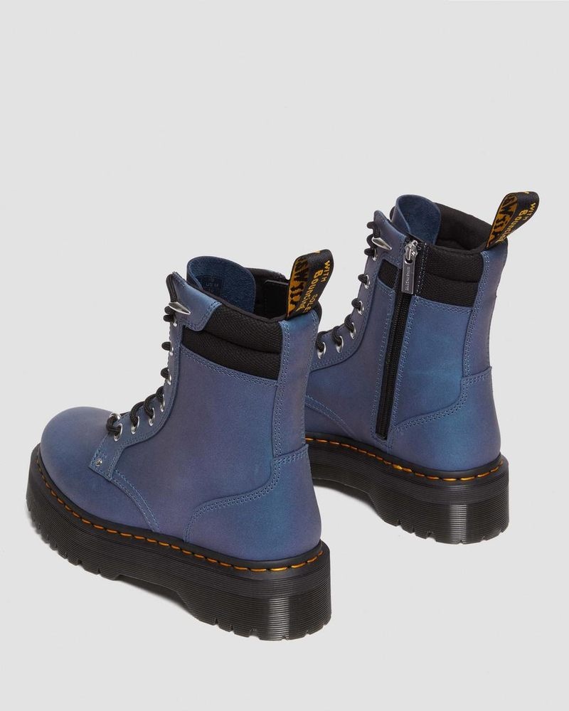 Dr Doc Martens Jadon II Boot Hardware Pull Up Cuero Platforms (Pull Up Shift) Azules Oscuro | UL11-U0GE