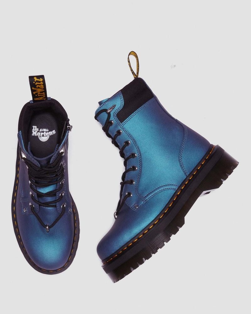 Dr Doc Martens Jadon II Boot Hardware Pull Up Cuero Platforms (Pull Up Shift) Azules Oscuro | UL11-U0GE