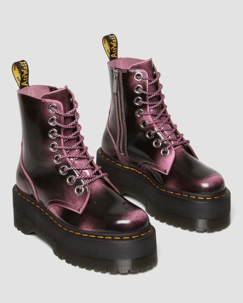 Dr Doc Martens Jadon Max Boot Distressed Cuero Platforms (Arcadia) Rosas | NK81-D9NF