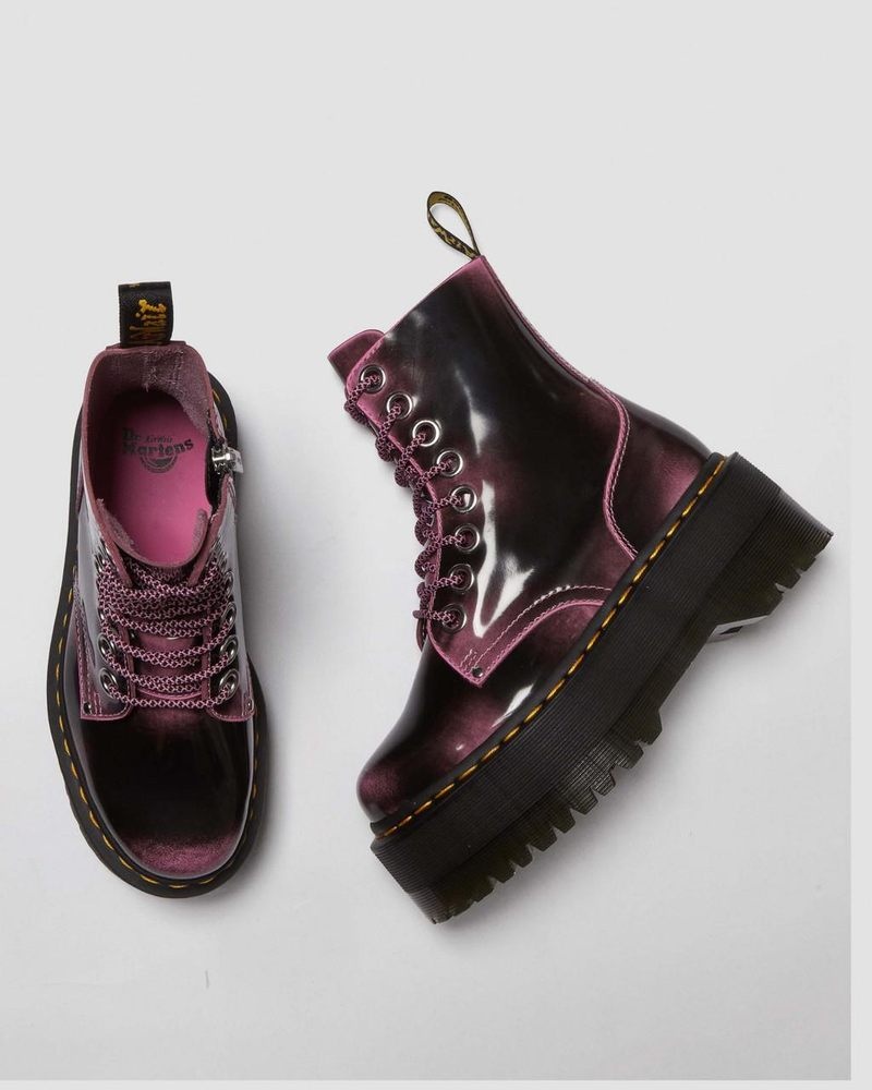 Dr Doc Martens Jadon Max Boot Distressed Cuero Platforms (Arcadia) Rosas | NK81-D9NF