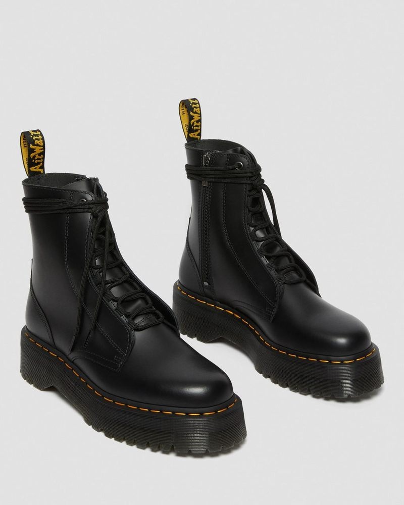 Dr Doc Martens Jarrick Smooth Cuero Plataforma Boots (Smooth Cuero) Negros | LG21-O5UF