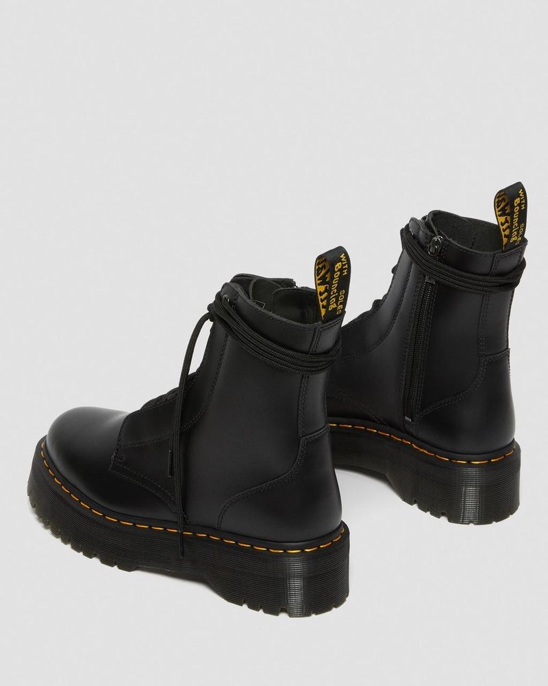 Dr Doc Martens Jarrick Smooth Cuero Plataforma Boots (Smooth Cuero) Negros | LG21-O5UF