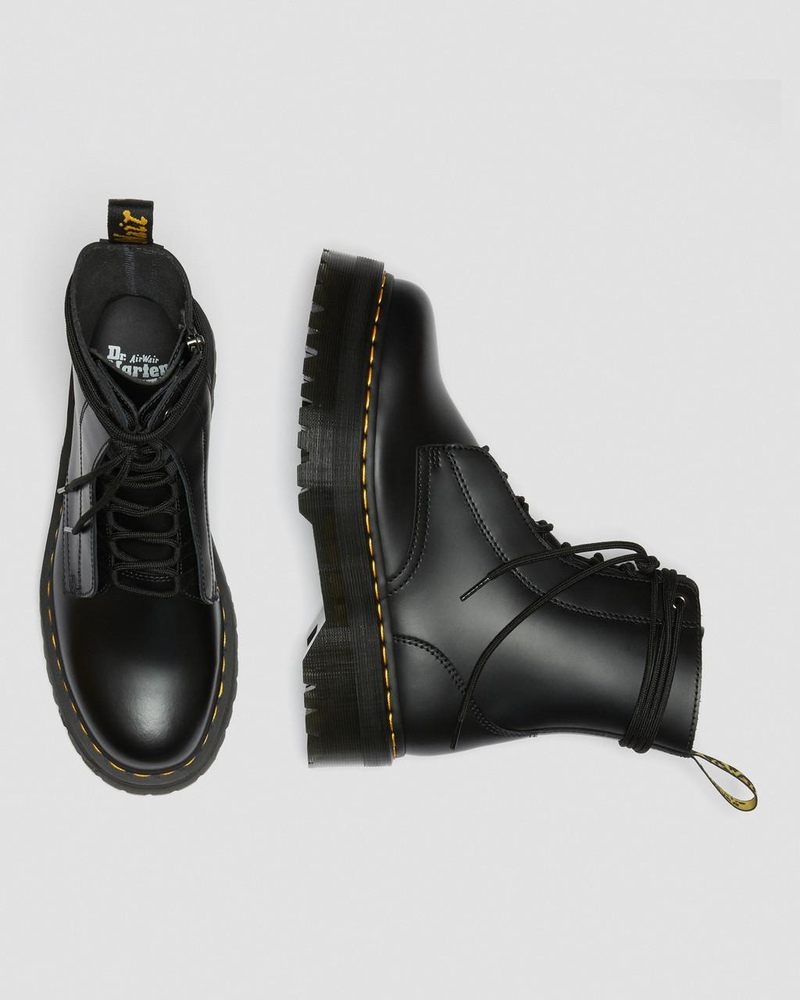 Dr Doc Martens Jarrick Smooth Cuero Plataforma Boots (Smooth Cuero) Negros | LG21-O5UF