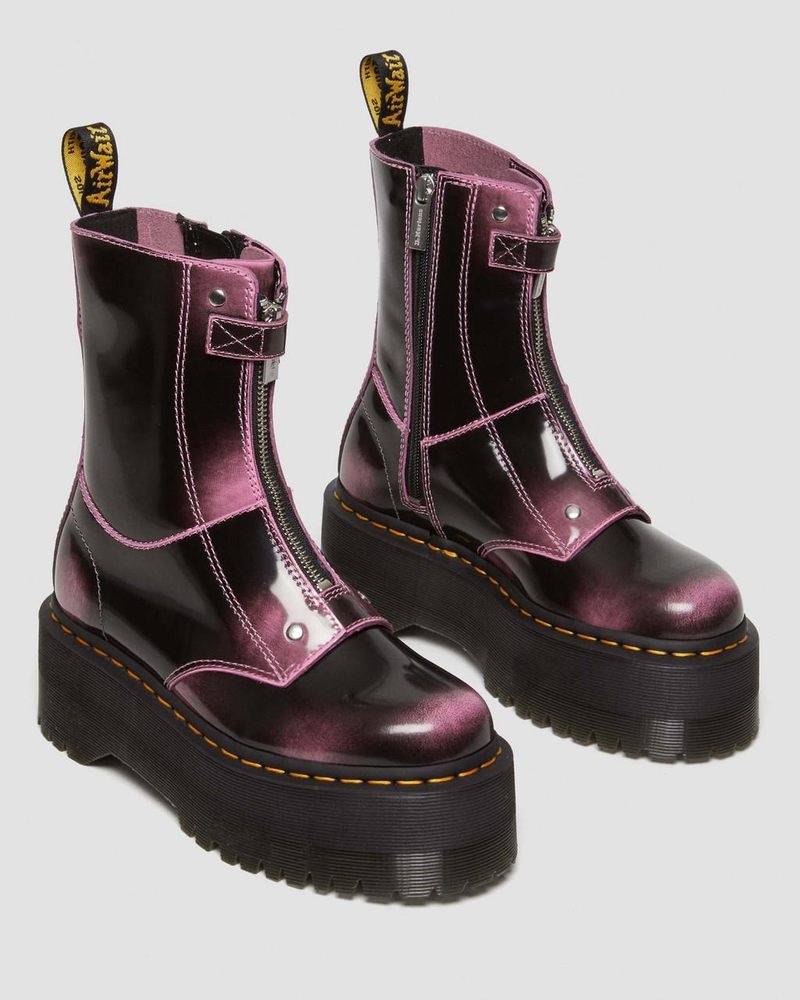 Dr Doc Martens Jetta Hi Max Distressed Cuero Plataforma Boots (Arcadia) Rosas | PR80-Y9JK