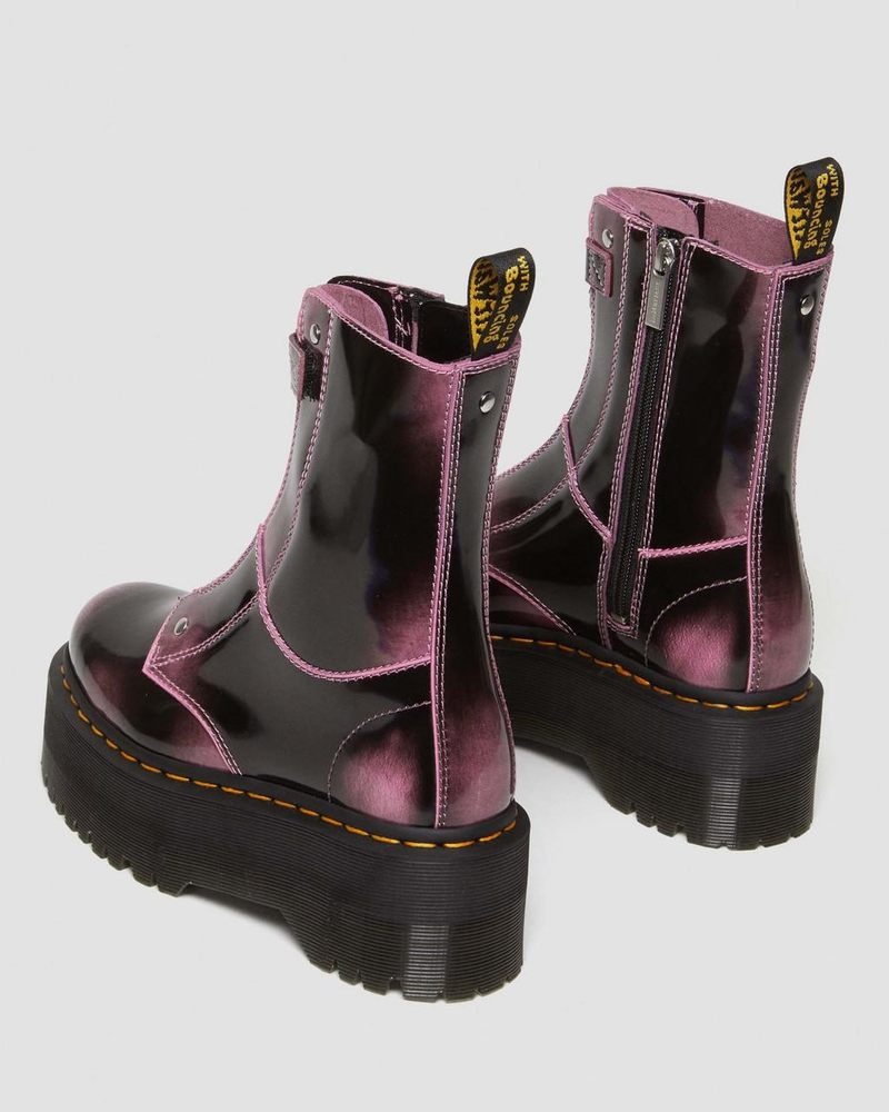 Dr Doc Martens Jetta Hi Max Distressed Cuero Plataforma Boots (Arcadia) Rosas | PR80-Y9JK