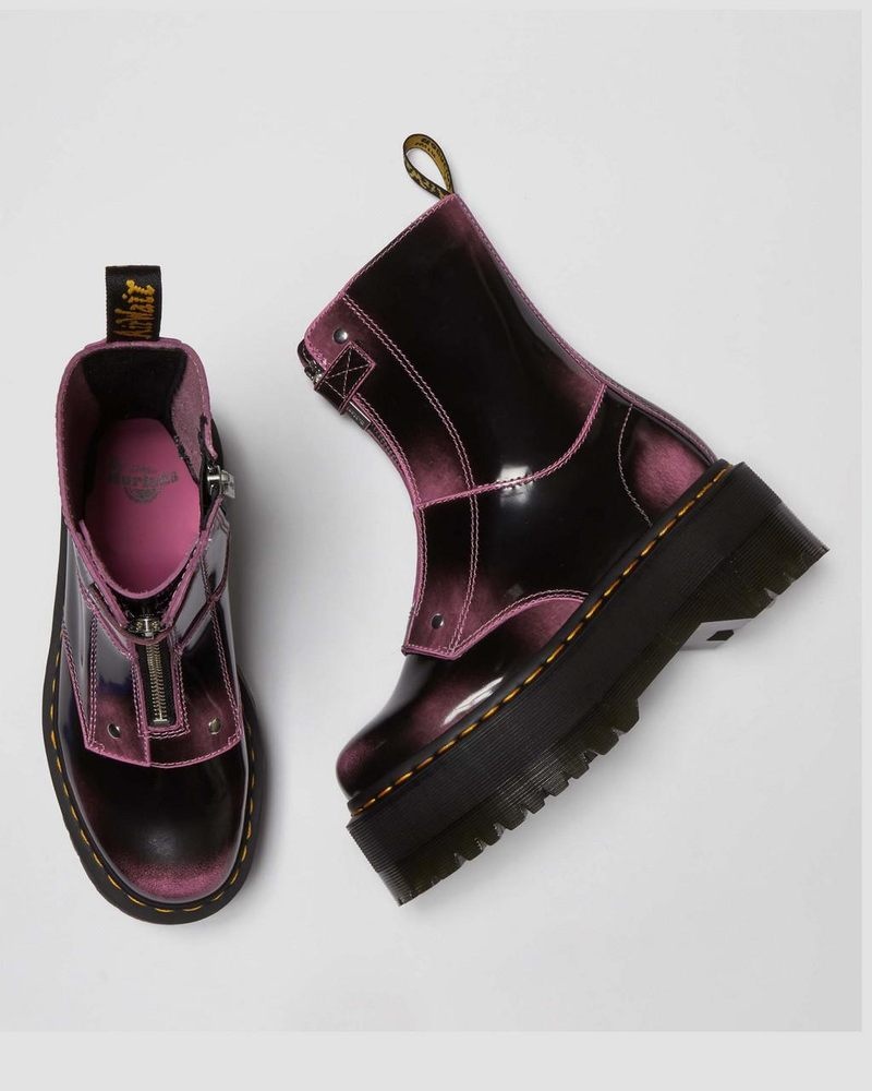 Dr Doc Martens Jetta Hi Max Distressed Cuero Plataforma Boots (Arcadia) Rosas | PR80-Y9JK