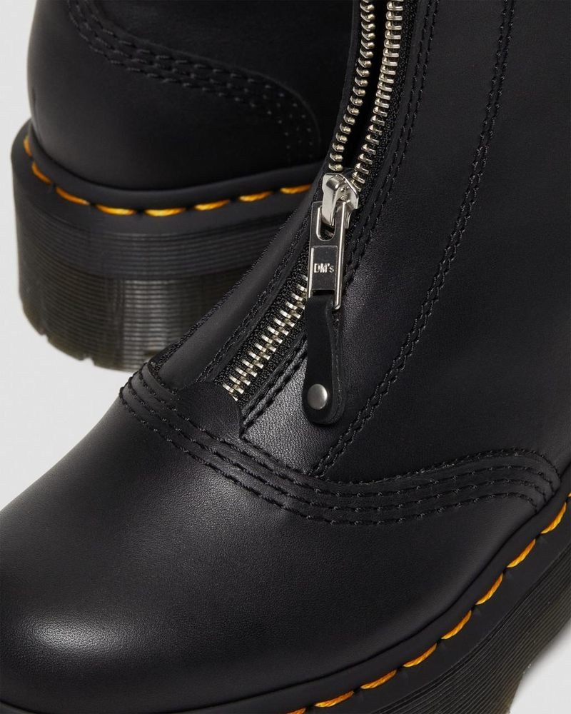 Dr Doc Martens Jetta Zipped Sendal Cuero Plataforma Boots (Sendal) Negros | XM69-G1ON