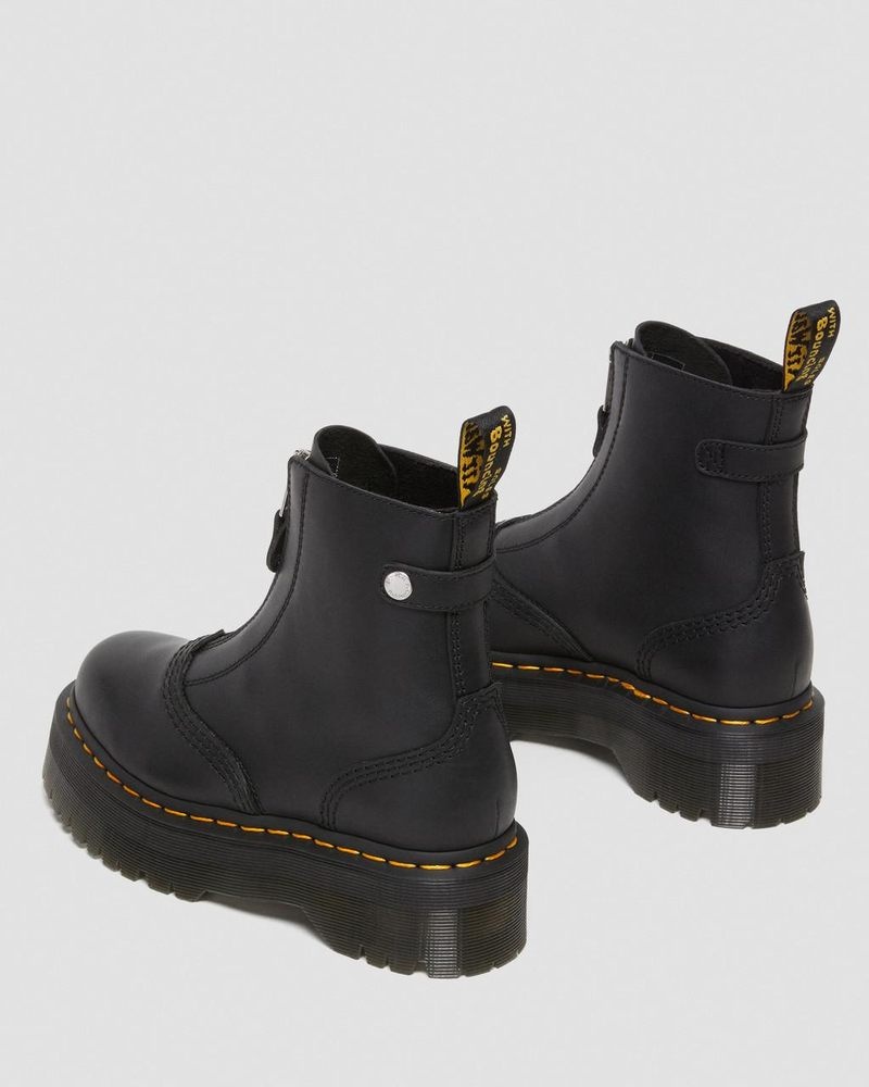 Dr Doc Martens Jetta Zipped Sendal Cuero Plataforma Boots (Sendal) Negros | XM69-G1ON