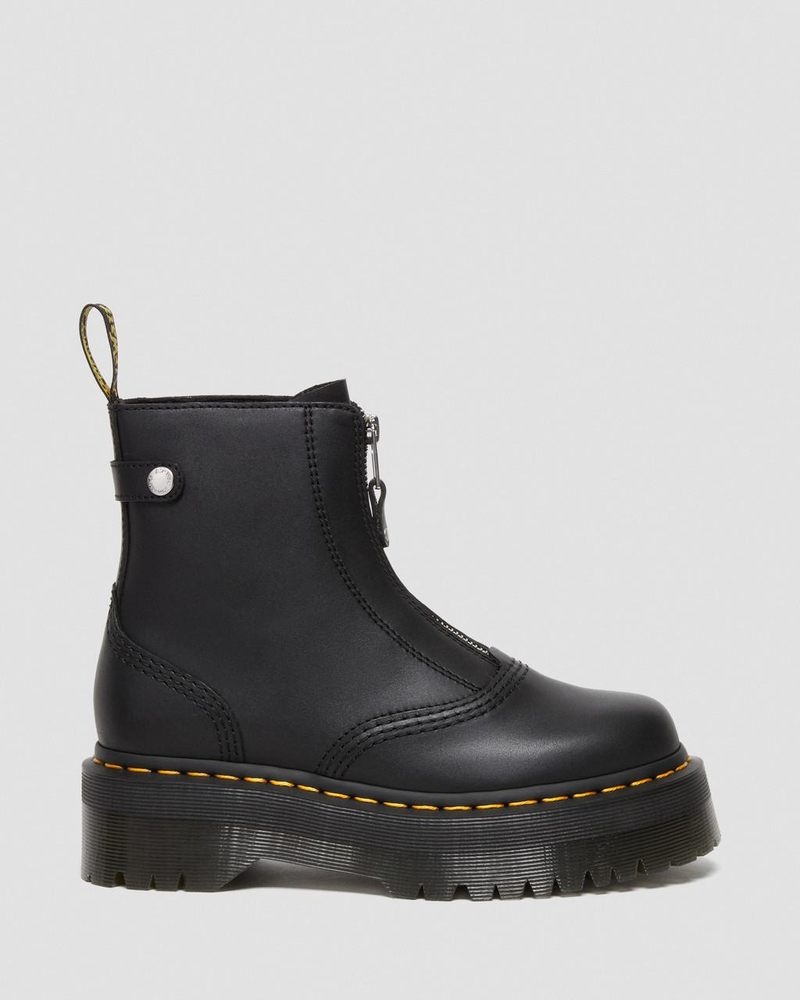 Dr Doc Martens Jetta Zipped Sendal Cuero Plataforma Boots (Sendal) Negros | XM69-G1ON