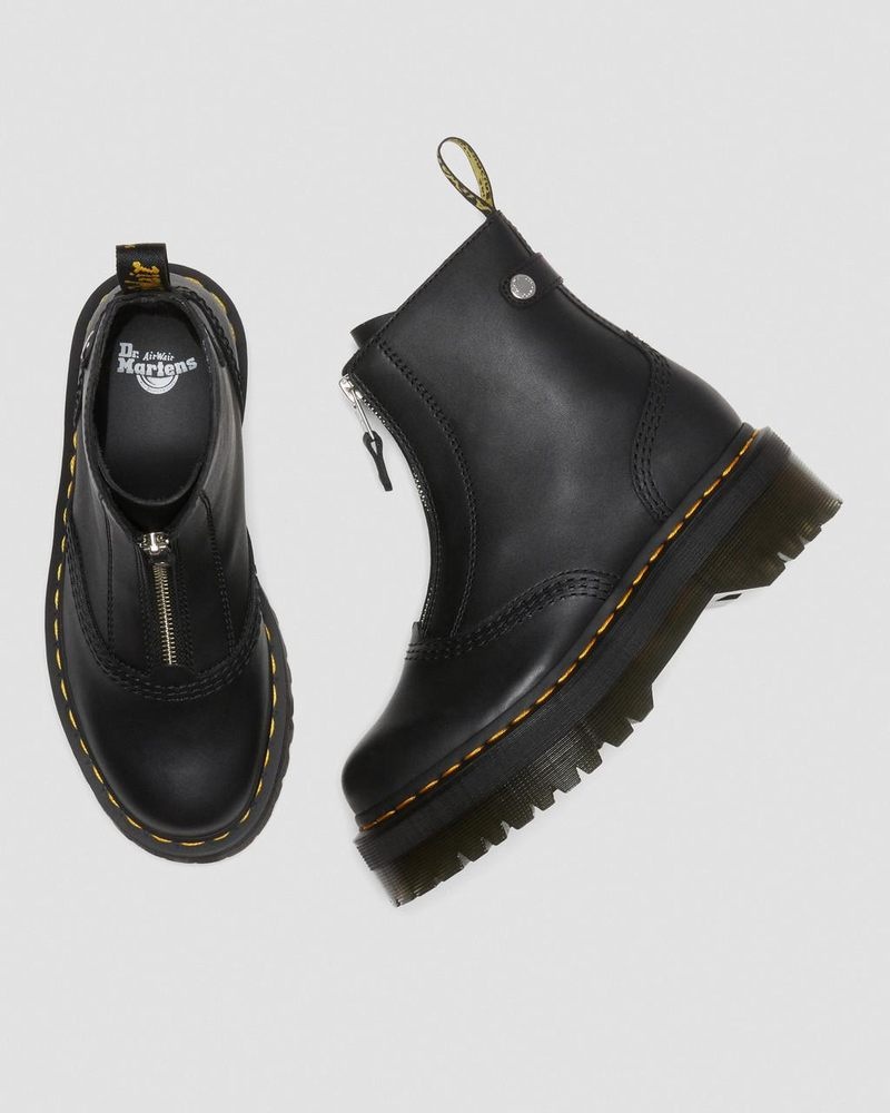 Dr Doc Martens Jetta Zipped Sendal Cuero Plataforma Boots (Sendal) Negros | XM69-G1ON