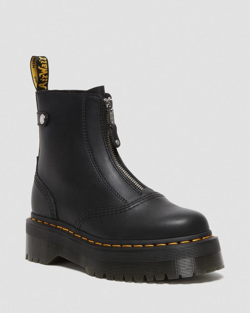 Dr Doc Martens Jetta Zipped Sendal Cuero Plataforma Boots (Sendal) Negros | XM69-G1ON