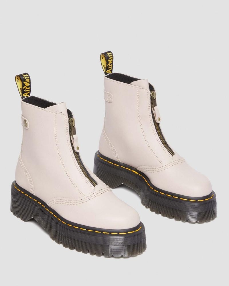 Dr Doc Martens Jetta Zipped Sendal Cuero Plataforma Boots (Sendal) Vintage Taupe | YW55-E6WU