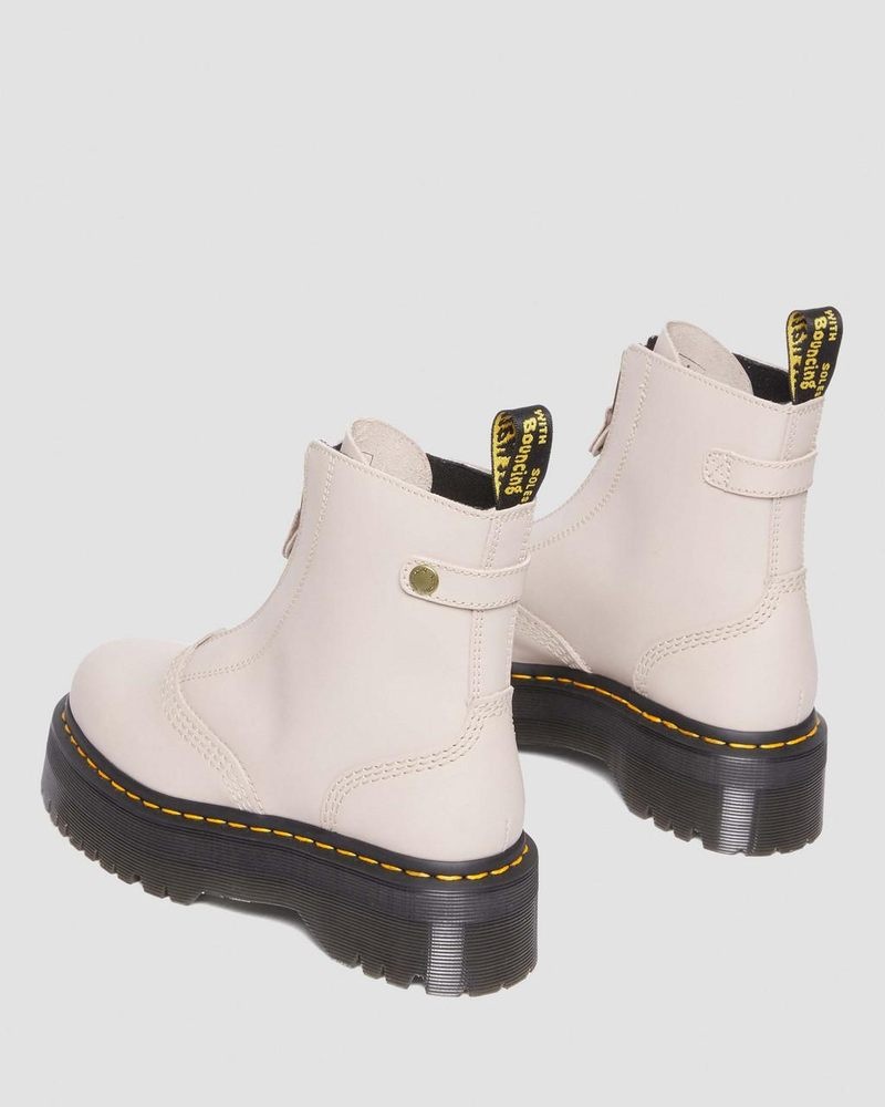 Dr Doc Martens Jetta Zipped Sendal Cuero Plataforma Boots (Sendal) Vintage Taupe | YW55-E6WU