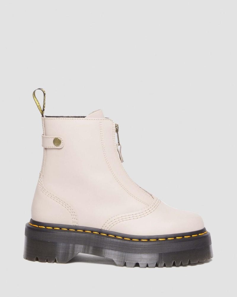 Dr Doc Martens Jetta Zipped Sendal Cuero Plataforma Boots (Sendal) Vintage Taupe | YW55-E6WU