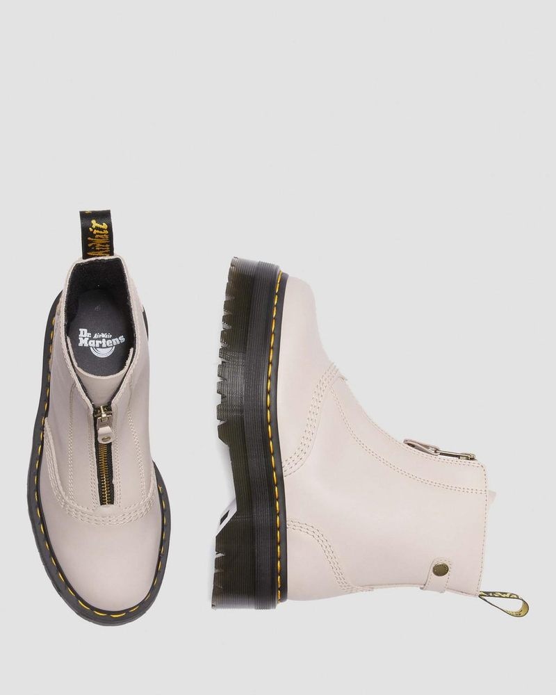 Dr Doc Martens Jetta Zipped Sendal Cuero Plataforma Boots (Sendal) Vintage Taupe | YW55-E6WU